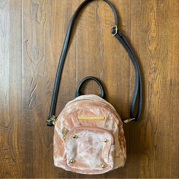 Steve Madden Pink Velvet Mini Backpack - Picture 9 of 12